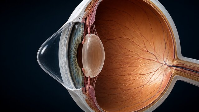 Keratoconus with Corneal Thinning and Cone-Shaped Corneal Deformation, Medical Illustration