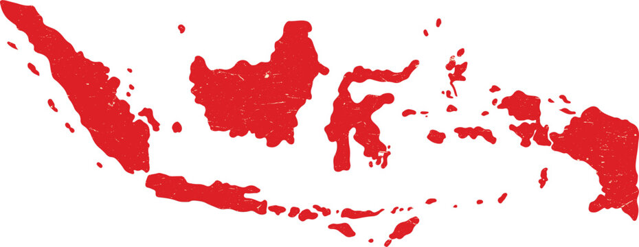 Indonesia map silhouette red vector illustration on white background