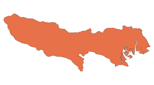 Outline Vector Map of Tokyo Prefecture of Japan
