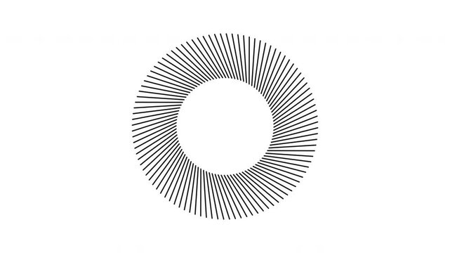 A circular lines made rotating object animated illustration on a white background