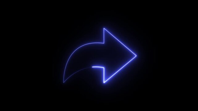 A digital graphic of a neon blue arrow designed to indicate a "share" or "direction" action.
