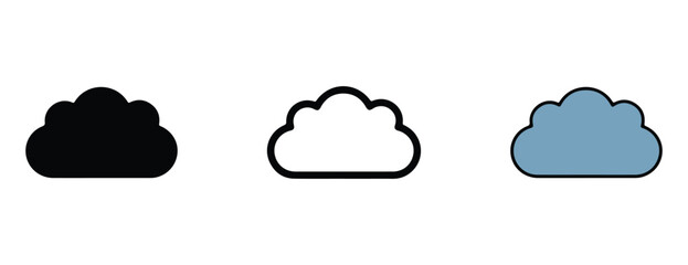 Obraz premium Cloud icons in different colors black blue and white for weather forecast or design