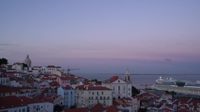Portas do Sol Viewpoint Overlooking Alfama and Tagus River Lisbon Portugal Shot with Cinema Camera