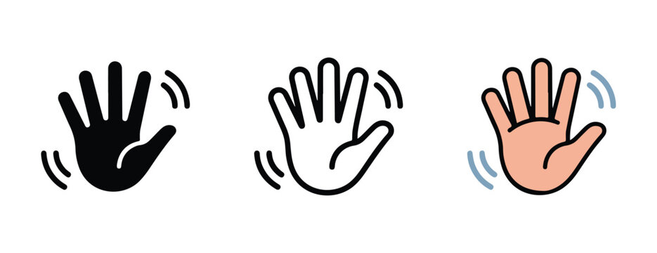 Hand gestures icons in different colors and styles for various uses  palms with fingers raised
