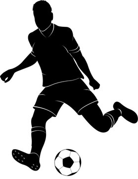 Joueur de football en mouvement avec ballon au pieds