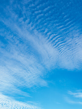 Bright Blue Sky with Textured Clouds and Large Copy Space for Design and Advertising