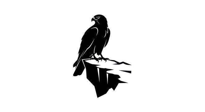Majestic eagle perched atop a rugged cliffside observing its domain with keen focus.