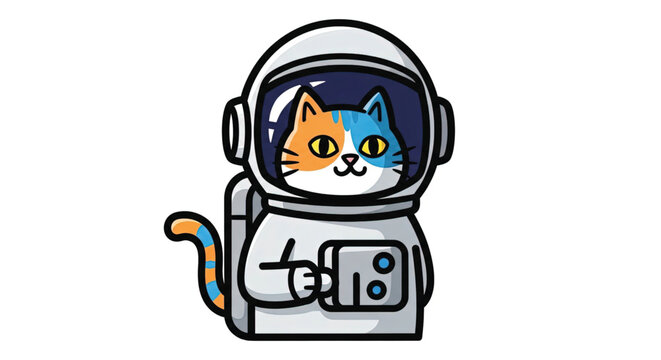 Cartoon cat in astronaut suit.