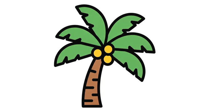Colorful Cartoon Palm Tree Illustration.