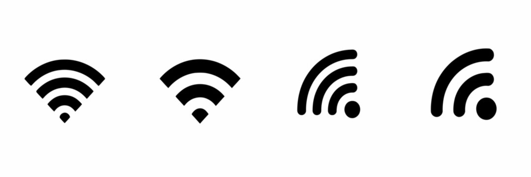 Wireless Wi-Fi Signal Icon Set: Minimalist Internet Connection Hotspot Vector Graphic