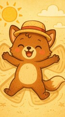 Fototapeta premium Joyful fox enjoying sunshine