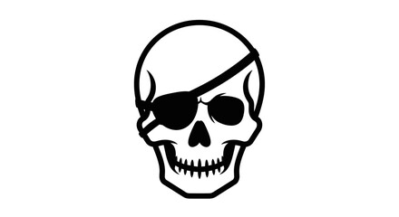 Obraz premium Black and White Pirate Skull with Eyepatch Vector Icon