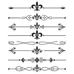 Ornate flourish lines with fleur de lis symbols. © Sabrina45
