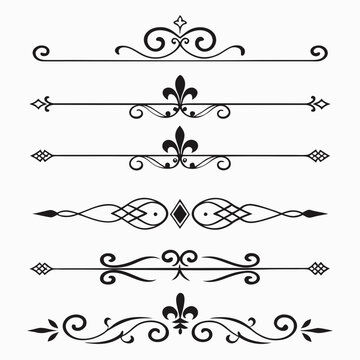 Elegant swirl divider set for invitation layout.