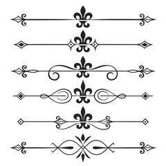 Vintage floral text dividers with fleur de lis art. © Sabrina45