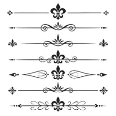 Ornamental fleur de lis line dividers set for art. © Sabrina45