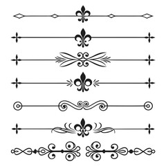 Set of vintage scroll dividers with fleur de lis. © Sabrina45