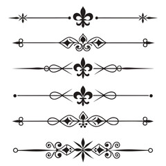 Detailed vintage fleur de lis text separator lines. © Sabrina45