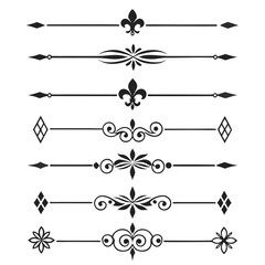 Set of elegant black vector dividers and border. © Sabrina45