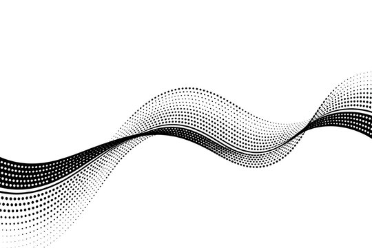Abstract Black and White Wave Pattern with Dot Design