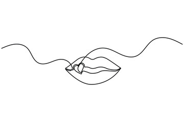 Obraz premium Lips continuous one line art drawing for minimalist beauty and makeup concept vector illustration