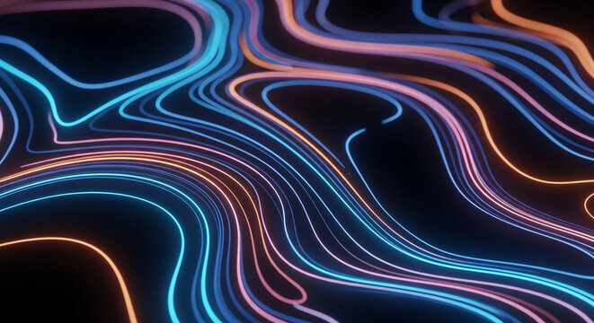 Abstract Neon Glowing Flowing Lines Background