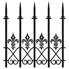 Wrought iron gate design with spearhead motifs. © A