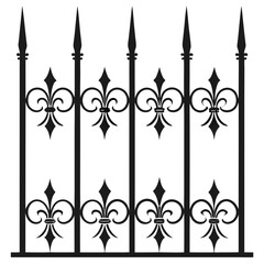 Decorative iron fence with repeating fleur lis. © A