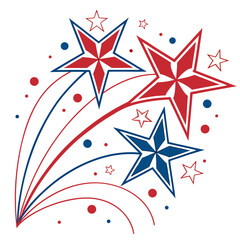Red and blue shooting stars for american holiday. © A