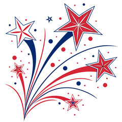 Obraz premium Red and blue stars burst in a patriotic celebration.