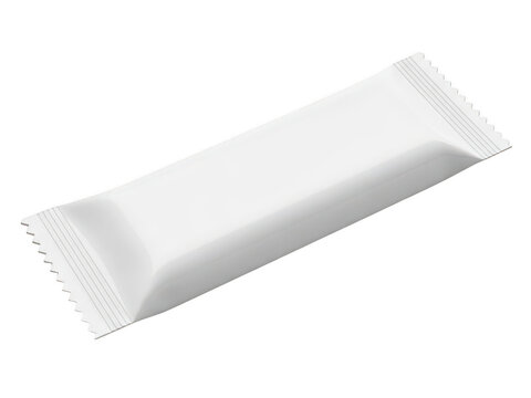 Plain rectangular snack wrapper with perforations isolated on transparent background