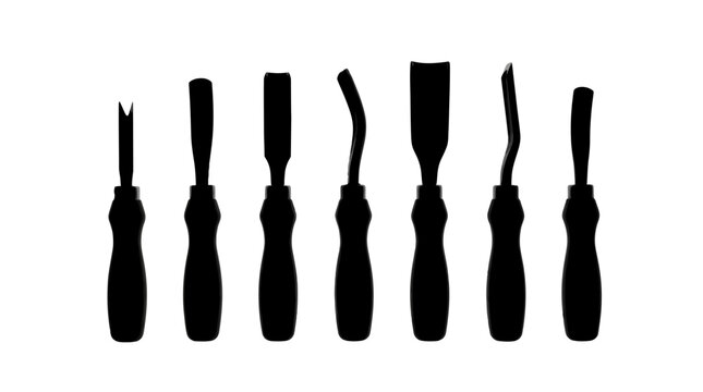 Set of various chisel tools.