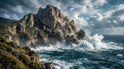 Fototapeta premium A man in faith commands a mountain to throw itself into the sea.