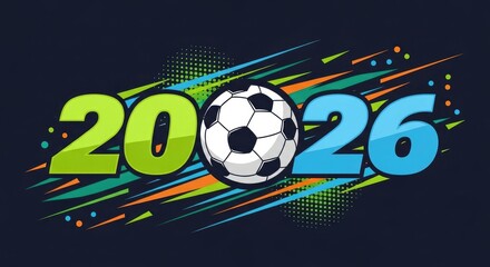 Obraz premium World cup 2026 branding soccer ball and year graphic for tournament promotion