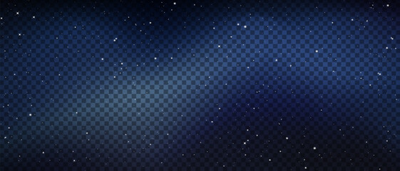 Naklejka na ściany i meble Dark blue starry night sky background vector. Realistic deep space cosmic galaxy nebula texture illustration. Midnight magic starlight sparkle glitter dust overlay.