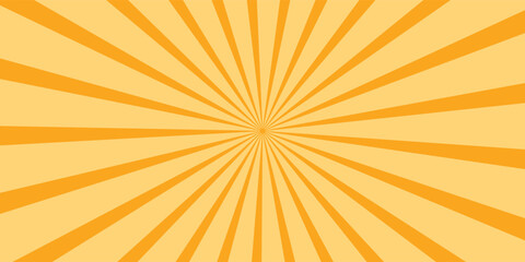 Obraz premium Orange stripes burst lines background. Sun ray light. Radiate sunlight. Vintage stripes halftone radial wallpaper for poster, banner.Circus background of spiral yellow orange rays vector.