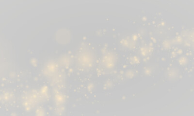 Obraz premium Warm golden glitter floats with delicate luminous sparkles. The elegant glow adds festive charm. Perfect for decorative designs. PNG