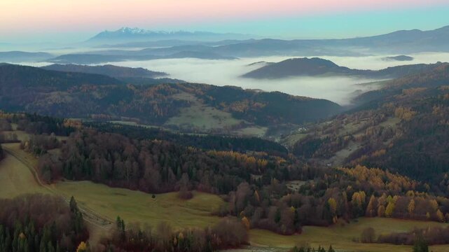 Wierchomla, Małopolska, Poland, jesień widok z powietrza,