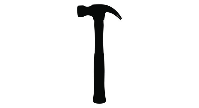 Black hammer silhouette against a white background silhouette