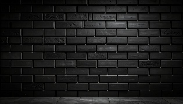 Minimalist black stacked brick wall texture with ultra clean composition