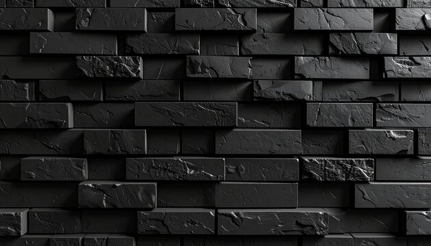 Minimalist black stacked brick wall texture with ultra clean composition