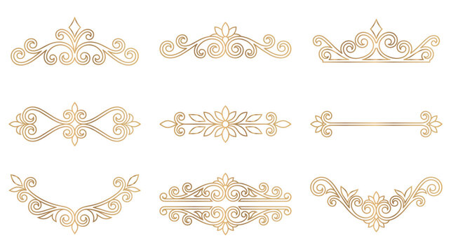 Elegant gold dividers and floral flourish elements.