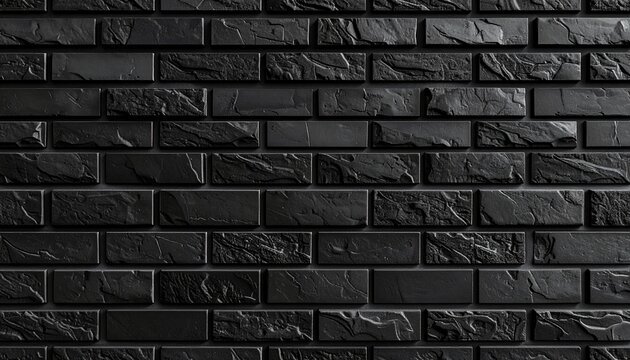 Ultra premium black brick wall texture with matte stone finish and realistic depth