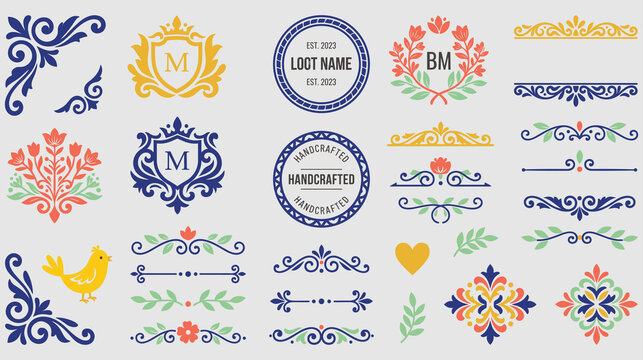Decorative ornate vintage border elements for design.