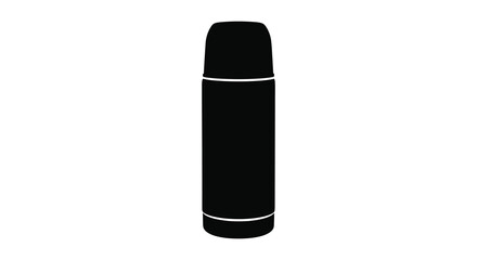 Obraz premium Black thermos flask silhouette on a white background silhouette