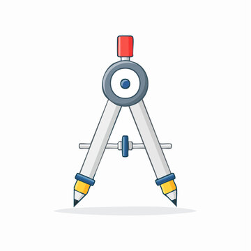 Cartoon Compass Tool with Pencils