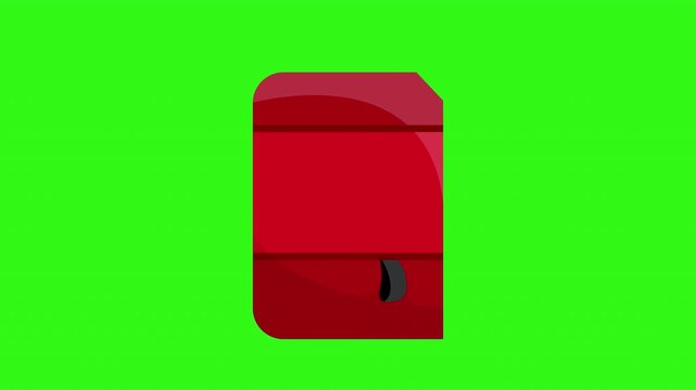 Red mail collection bin on green background. Suitable for web design, apps, print media, and signage purposes.