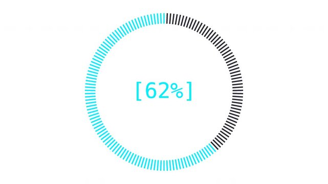Modern Cyan Dashed Counter Clockwise Tech Circle Progress Animation Seamless Overlay High Quality Transparent Loop Graphic UI Motion Element