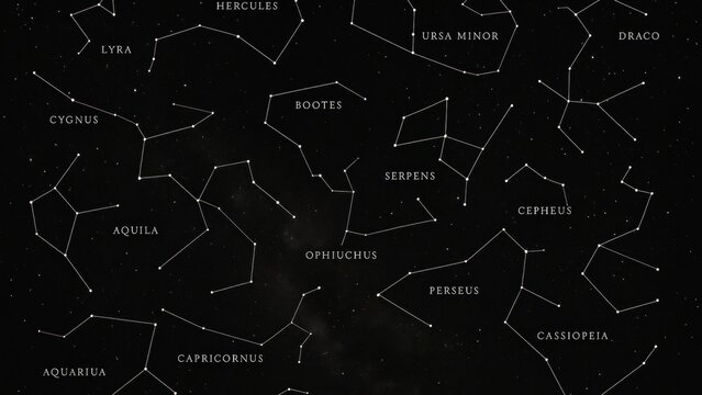 Constellations map night sky