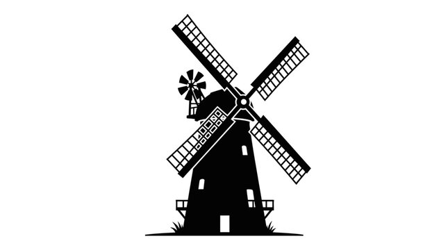 Black silhouette of a windmill.